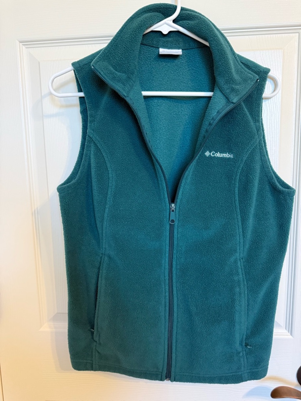 Columbia Teal Fleece Vest with Mock Collar
